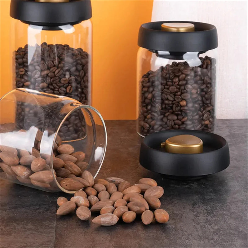 Premium Vacuum Sealed Glass Canister - Airtight Food Storage Jar