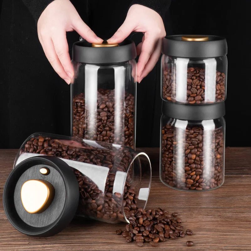 Premium Vacuum Sealed Glass Canister - Airtight Food Storage Jar
