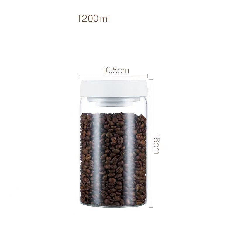 Premium Vacuum Sealed Glass Canister - Airtight Food Storage Jar